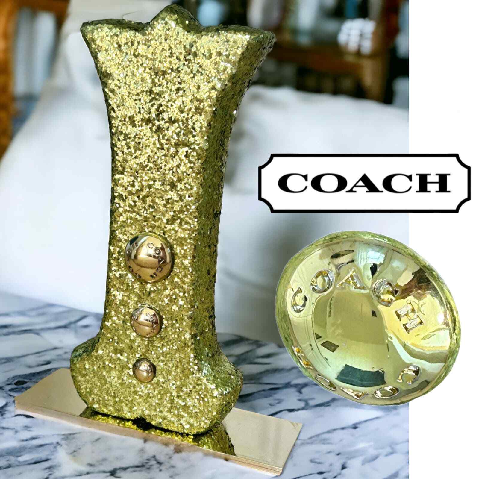 Super RARE COACH STORE DISPLAY Green with BRASS Coach Studs I Letter Sign Decore
