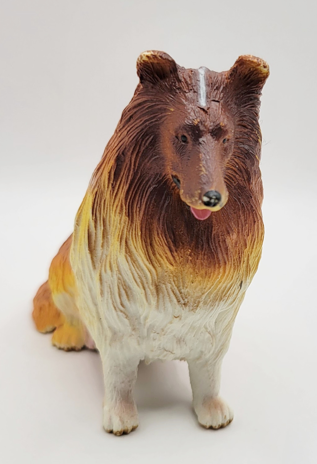 Vintage Shetland Sheepdog Sitting Sheltie Rubber Plastic Figure Figurine 3”