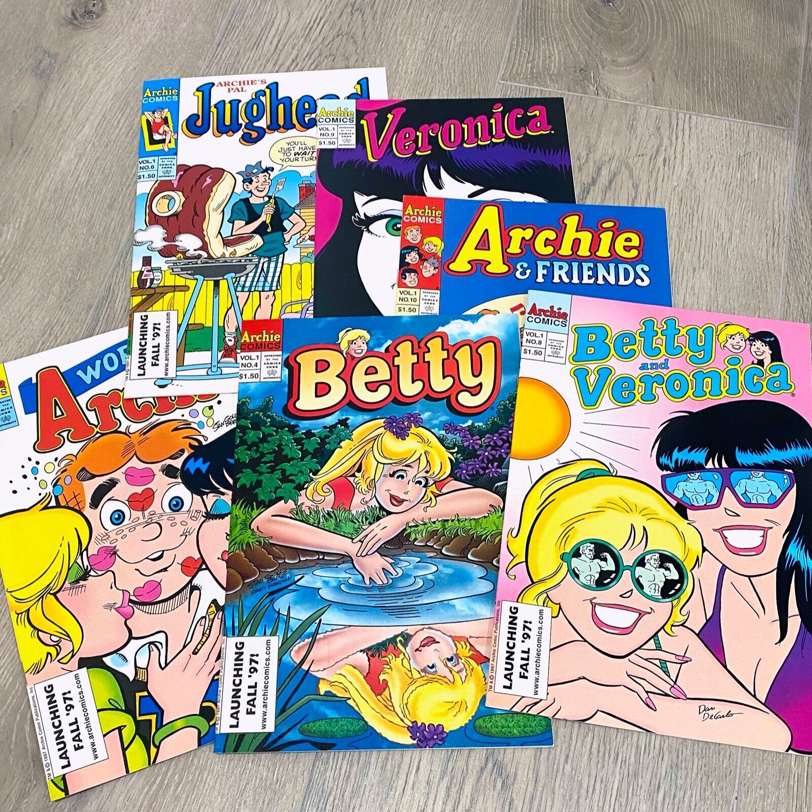 ARCHIE & BETTY COMICS 1997 (Lot of 6) 4, 5, 6, 8, 9 & 10 *MINT* Bagged & Boarded