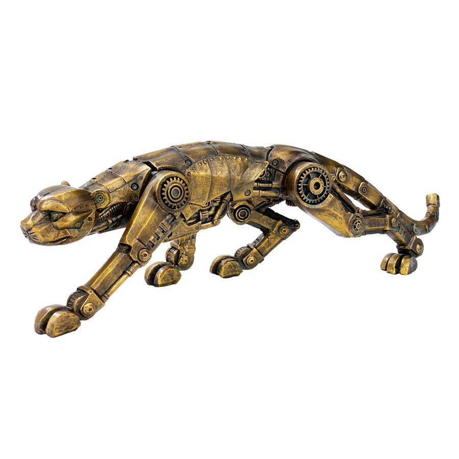 Heart of the Wild Victorian Steampunk Industrial Style Panther Statue Sculpture