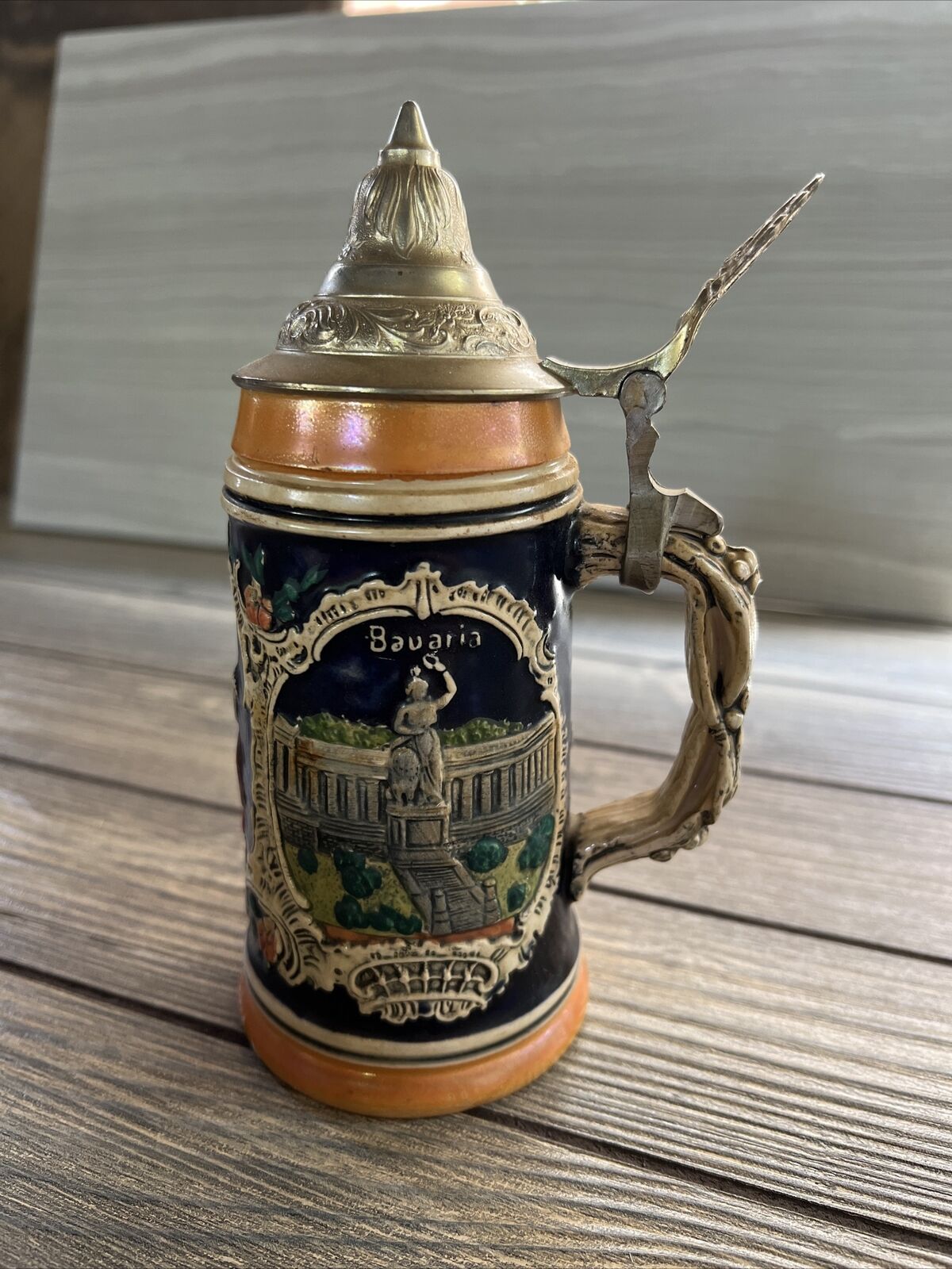 Vintage Lidded German Beer Stein