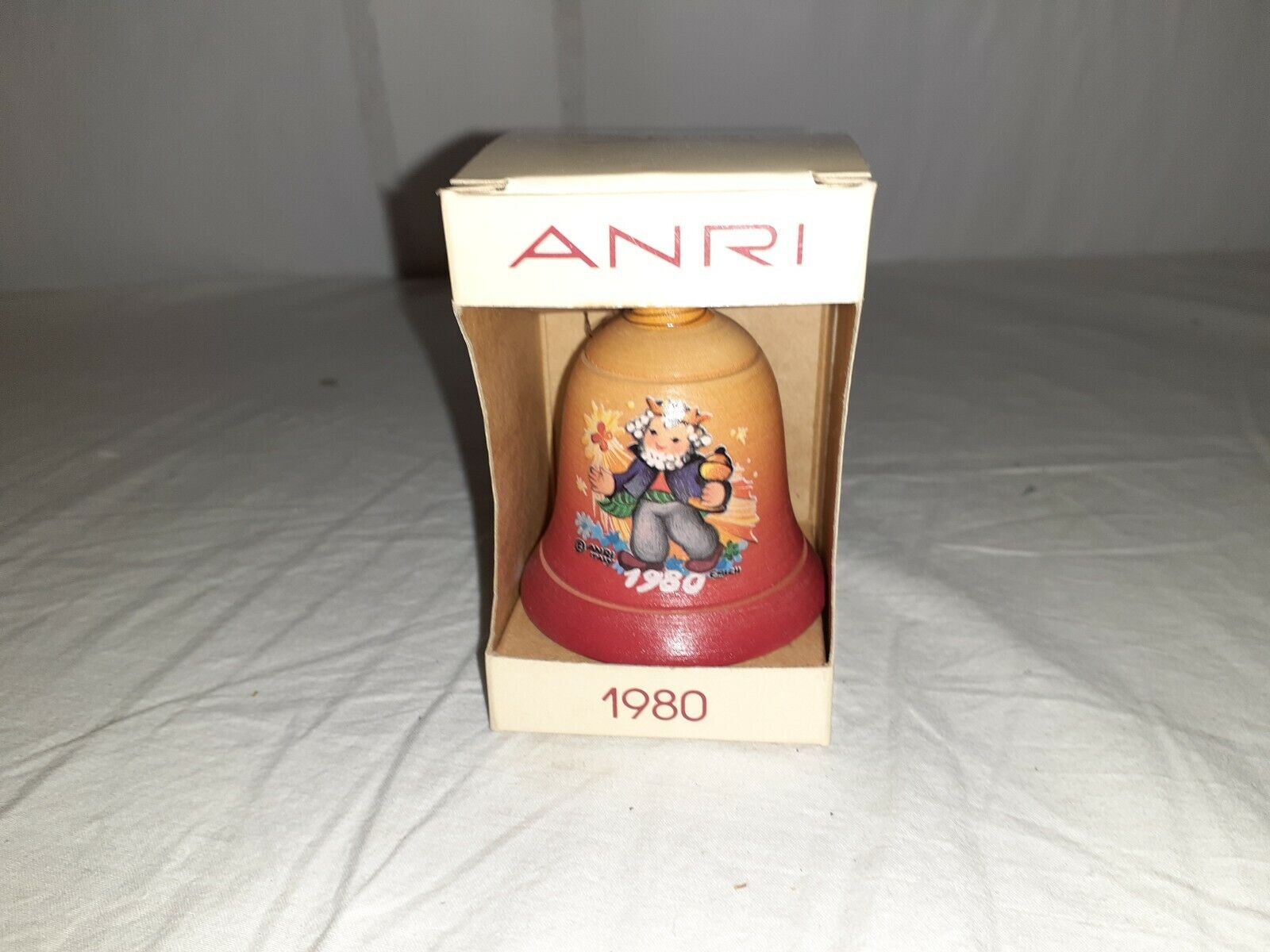 Vintage 1980 Anri Italy Hand Painted Wood Mini Christmas Bells limited Edition
