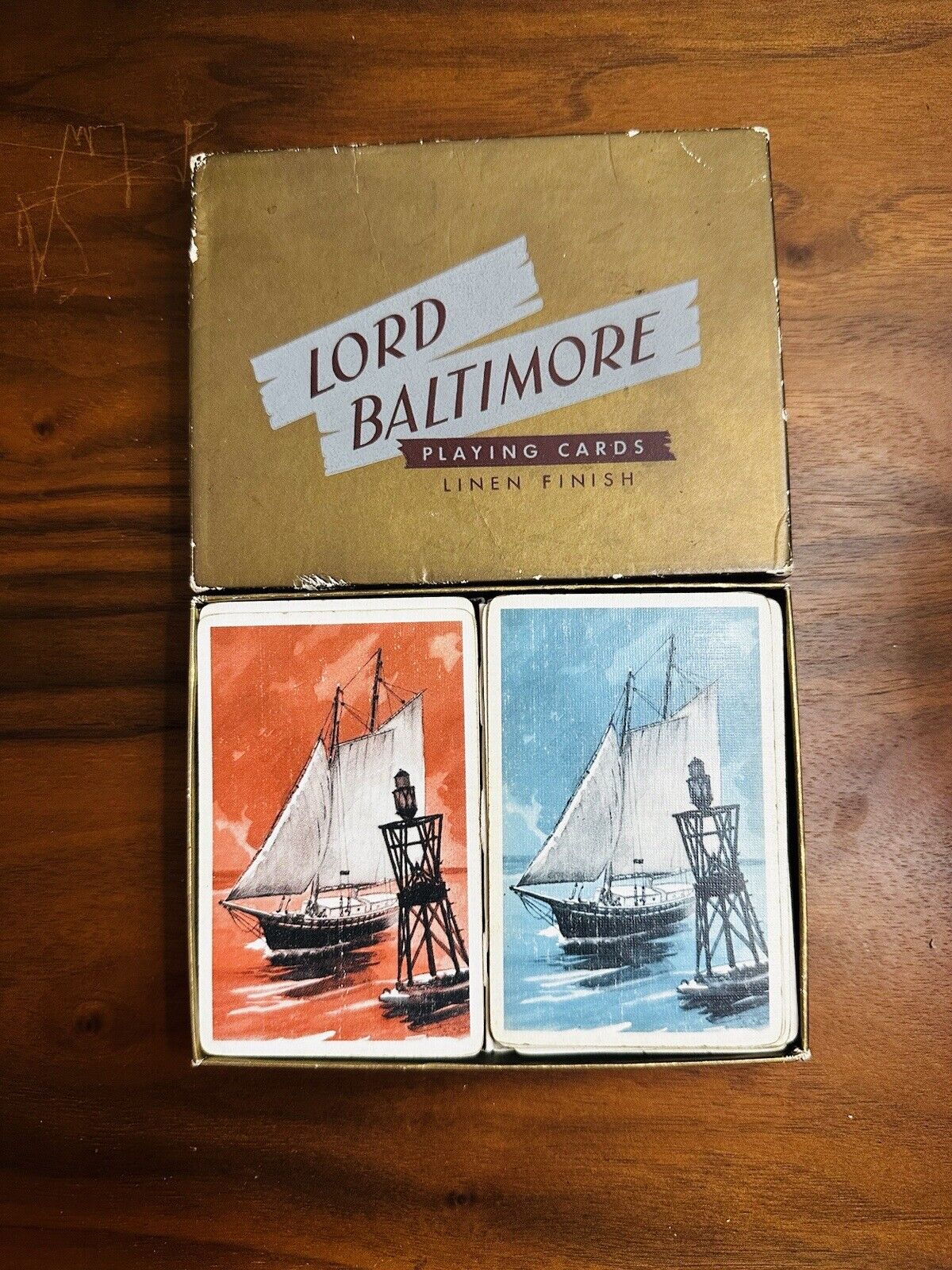 Vintage Lord Baltimore Sailing Ships Playing Cards Antique Old USA Nautical