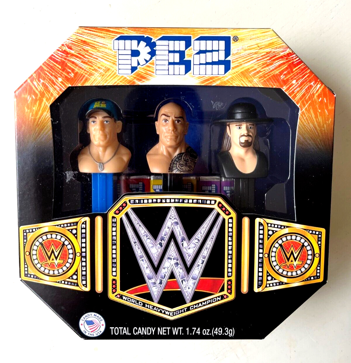 WWE PEZ Dispenser Set, Includes: John Cena, The Rock & Undertaker , 2016