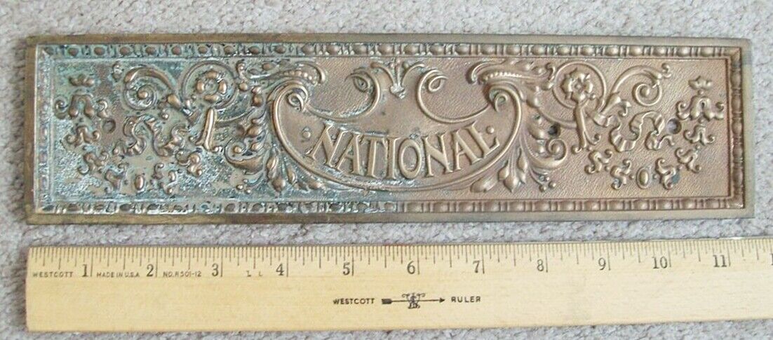 Antique Brass National cash register Panel or Drawer Front NCR Rare Part