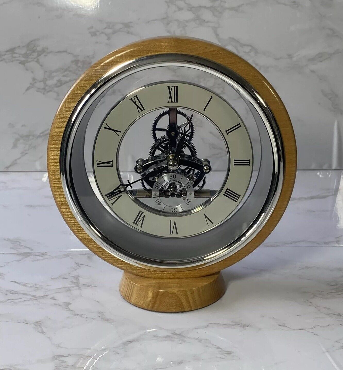 Skeleton Round Mantel Clock
