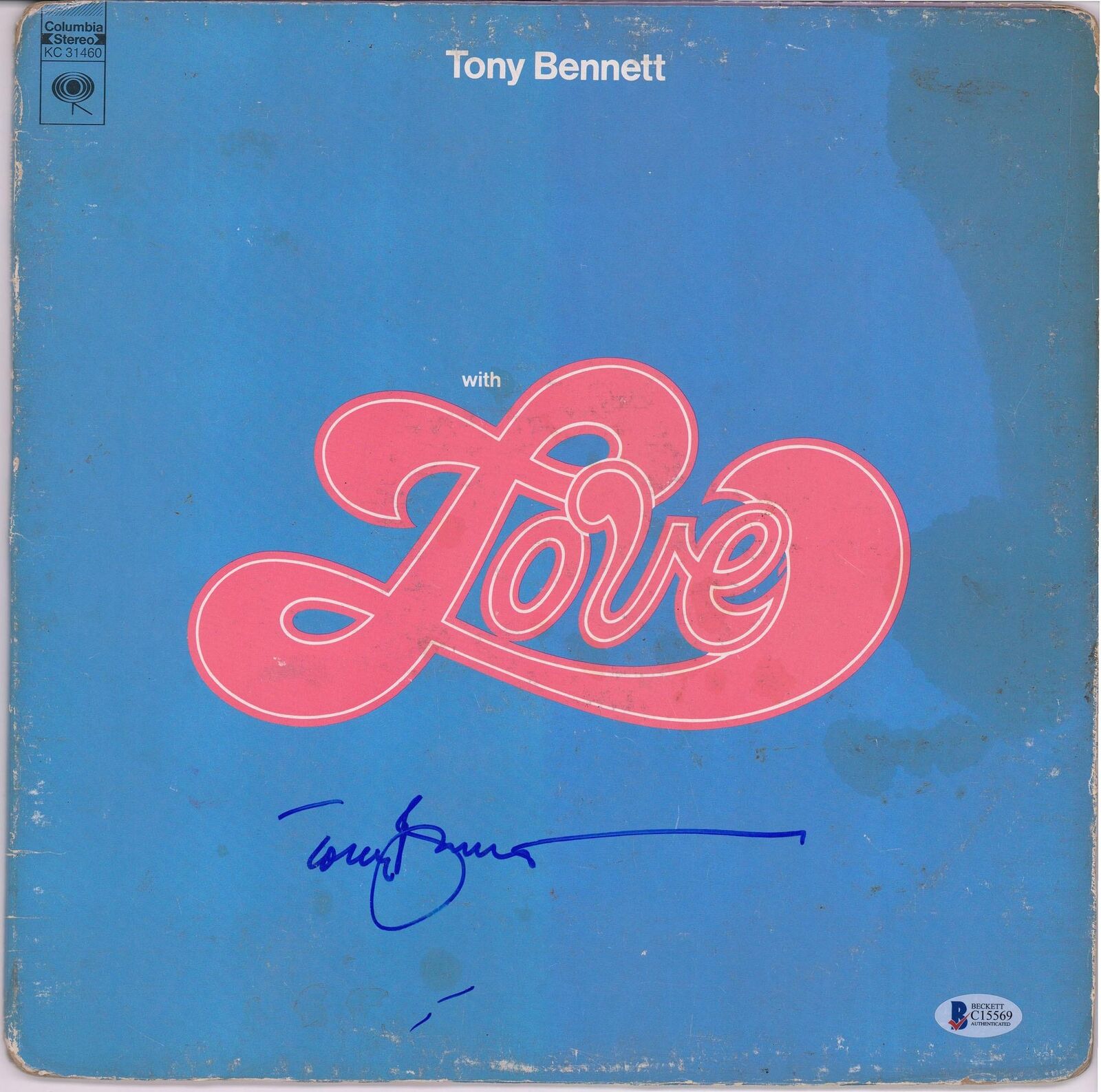 Tony Bennett Autographed With Love Album Cover Beckett COA