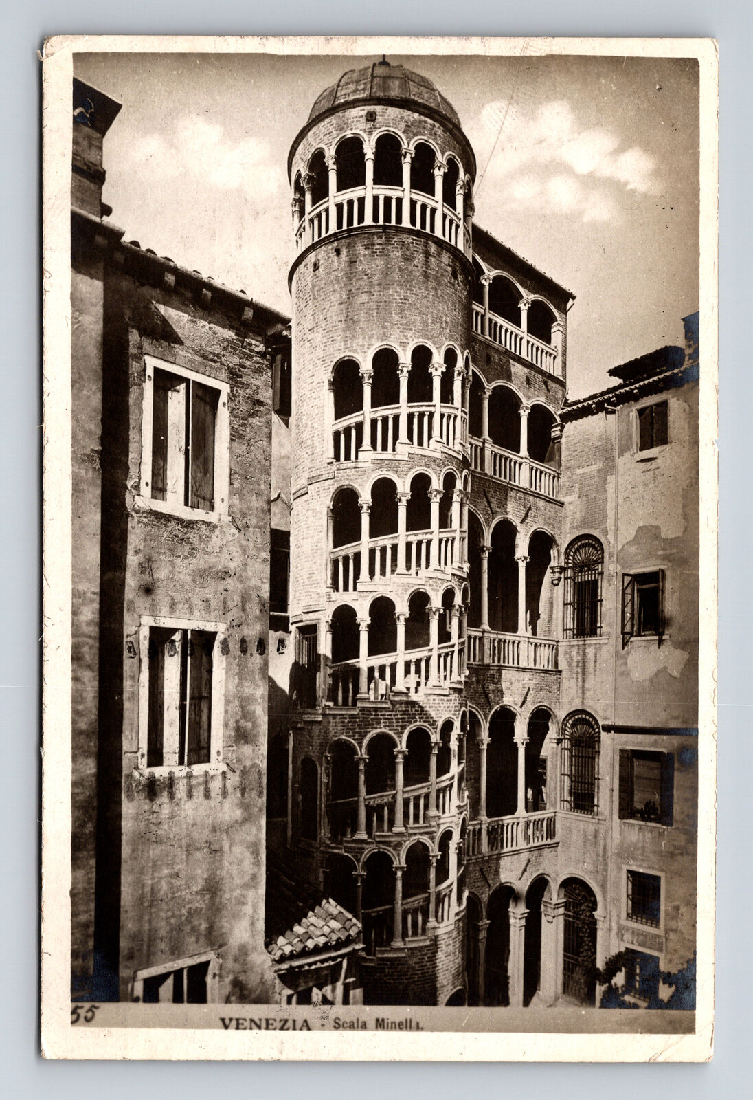 1922 RPPC Staircase Scala Minella Palazzo Contarini Bovolo Venice Italy Postcard