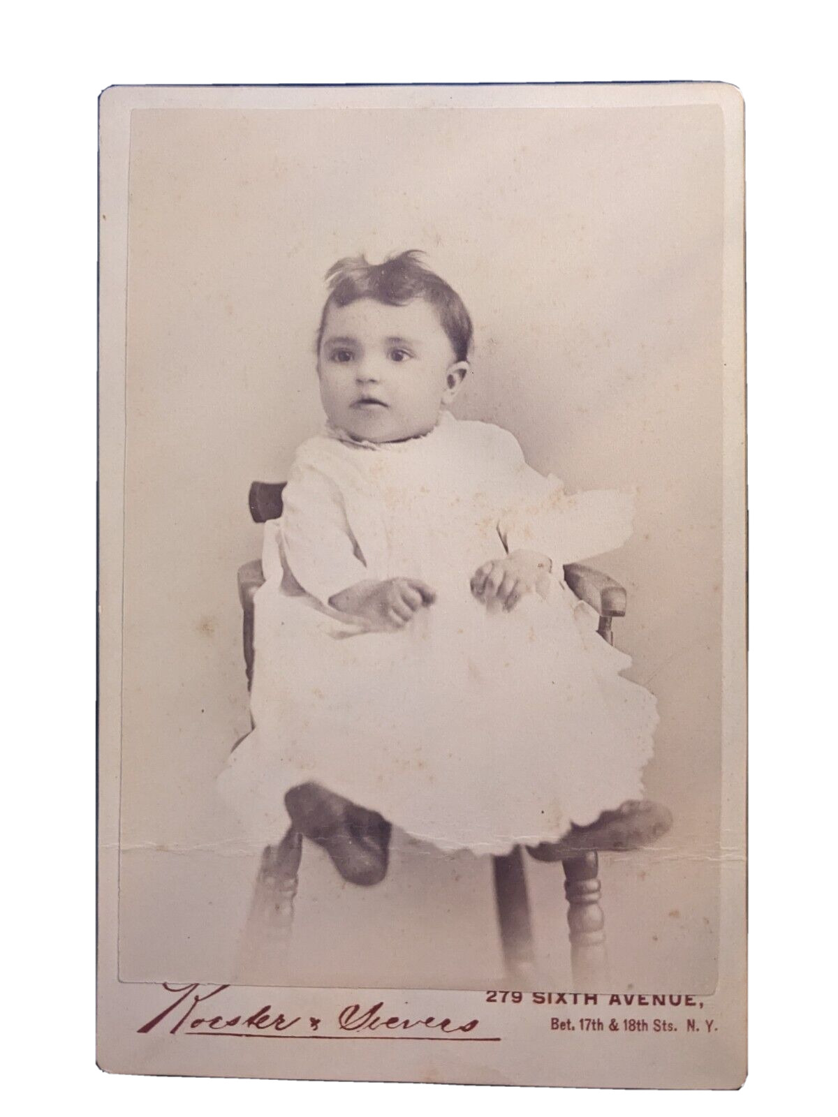 Antique Cabinet Card Studio Photo Adorable Baby Infant New York NY