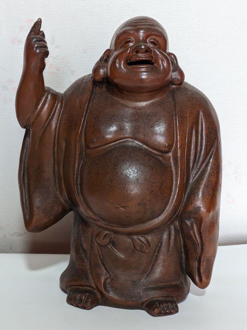 Bizen Pottery Hotei Statue Taisho Meiji Period  Vintage Curio Collection 21.2 cm