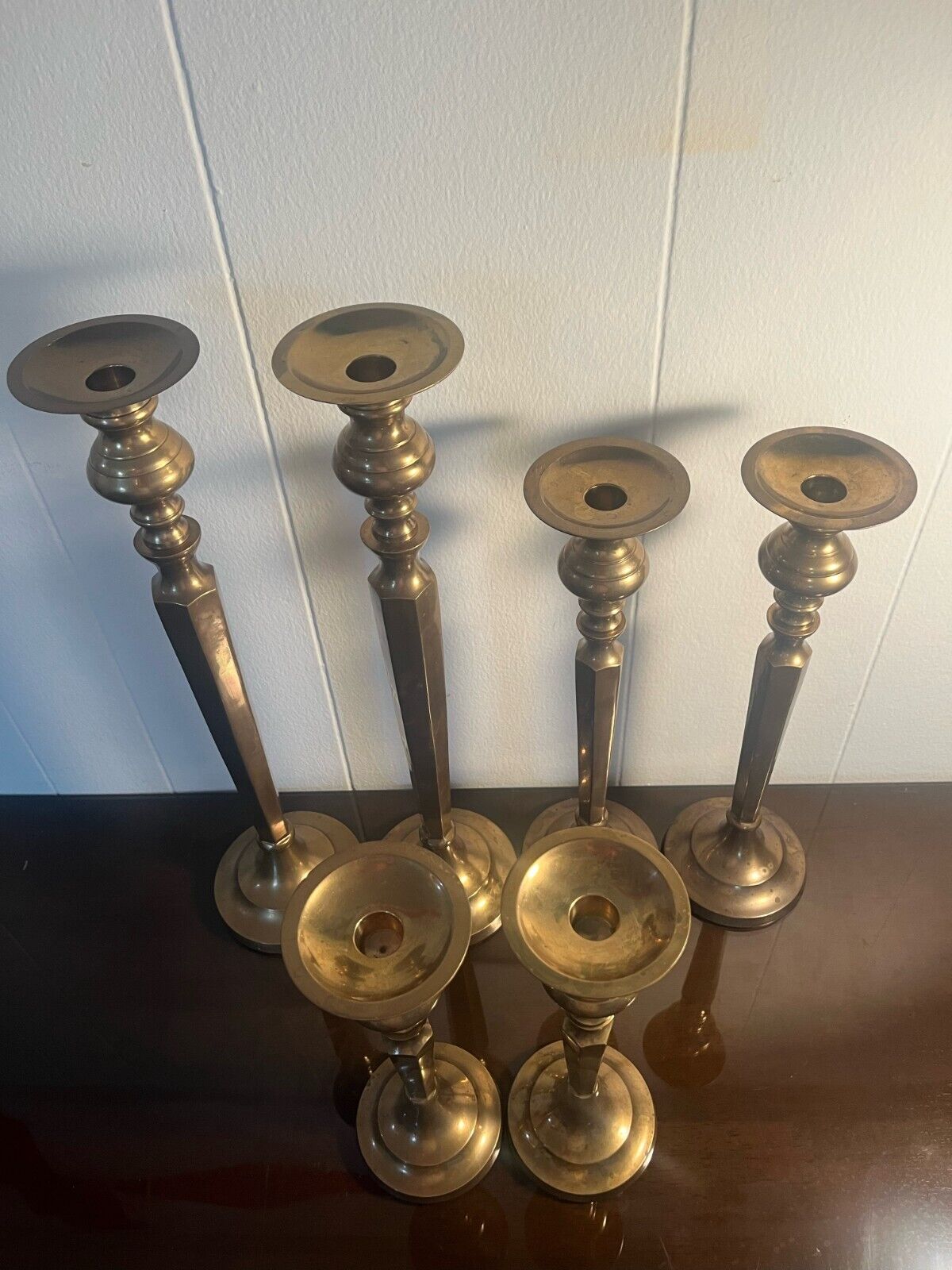 Vintage Antique 100% Brass - 6 Candle Holders Brass 11\