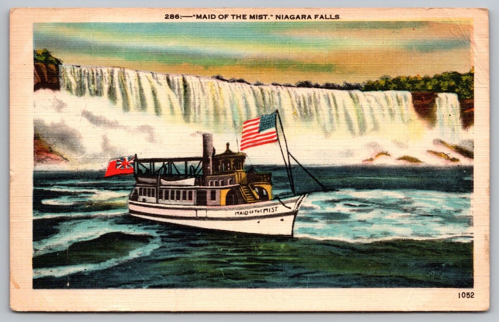 Niagara Falls New York Maid Of Mist Steamer Tour Boat Linen UNP Postcard