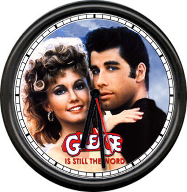 Grease The Movie John Travolta Olivia Newton John Retro Sign Wall Clock
