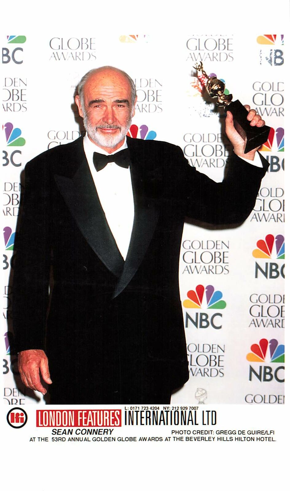 1996 Press Photo 53rd Golden Globe Awards SEAN CONNERY wins NBC Beverly Hills