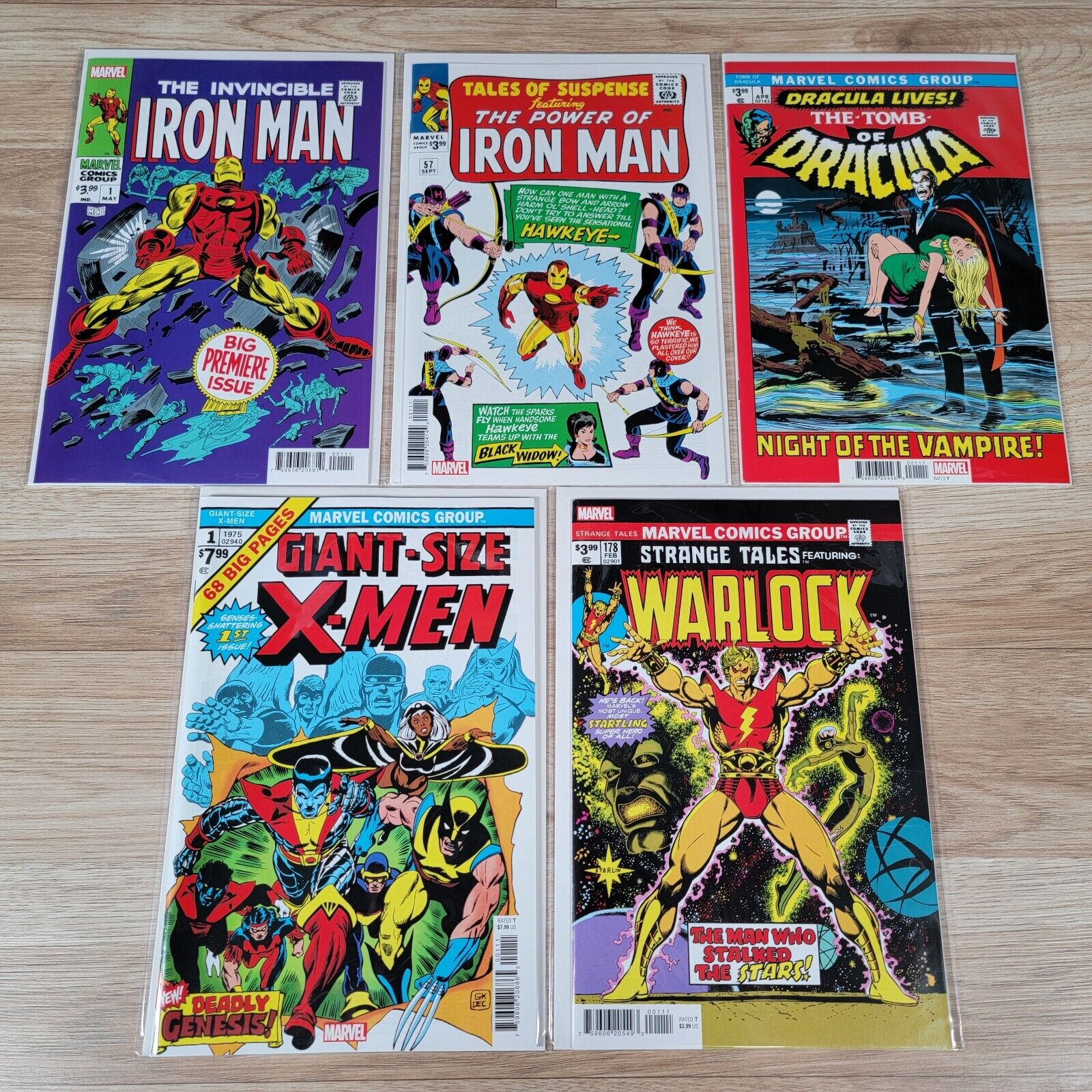 Marvel Facsimile Lot of 5 Comics 2023 Iron Man Tomb Of Dracula X-Men Warlock