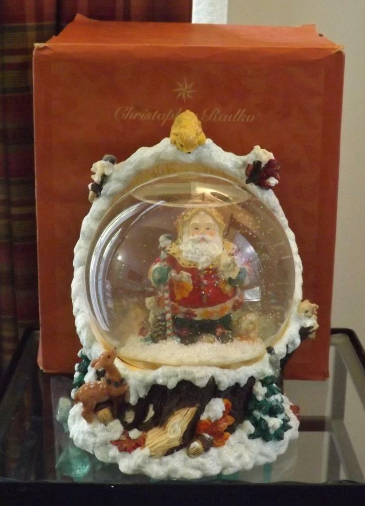 Christopher Radko Woodland Winds Frosty Leaf Santa Snow Globe Ltd. Edition