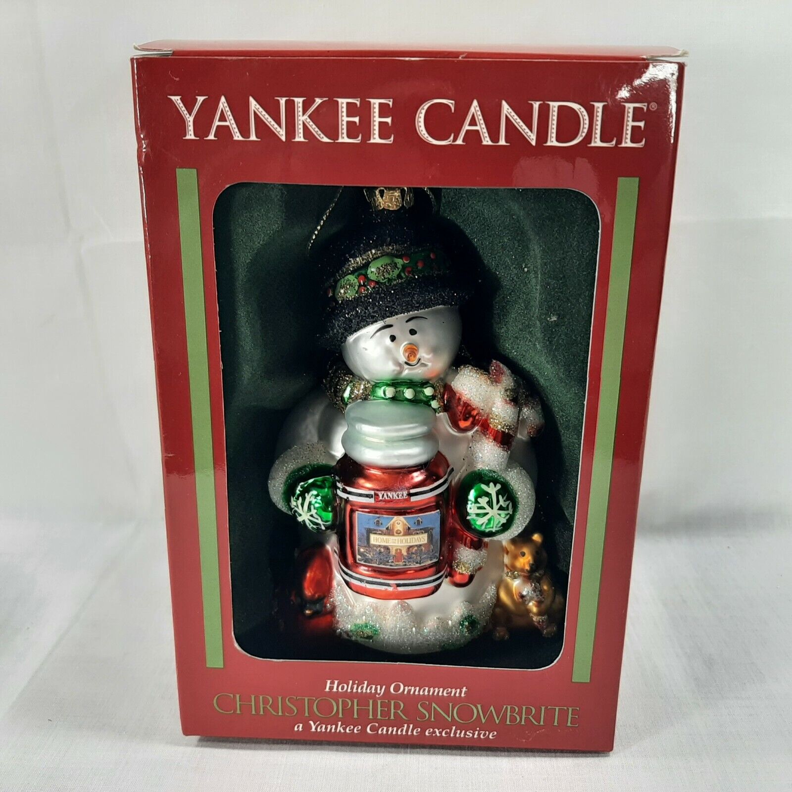 Yankee Candle Christopher Snowbrite Christmas Ornament Snowman with Candle 