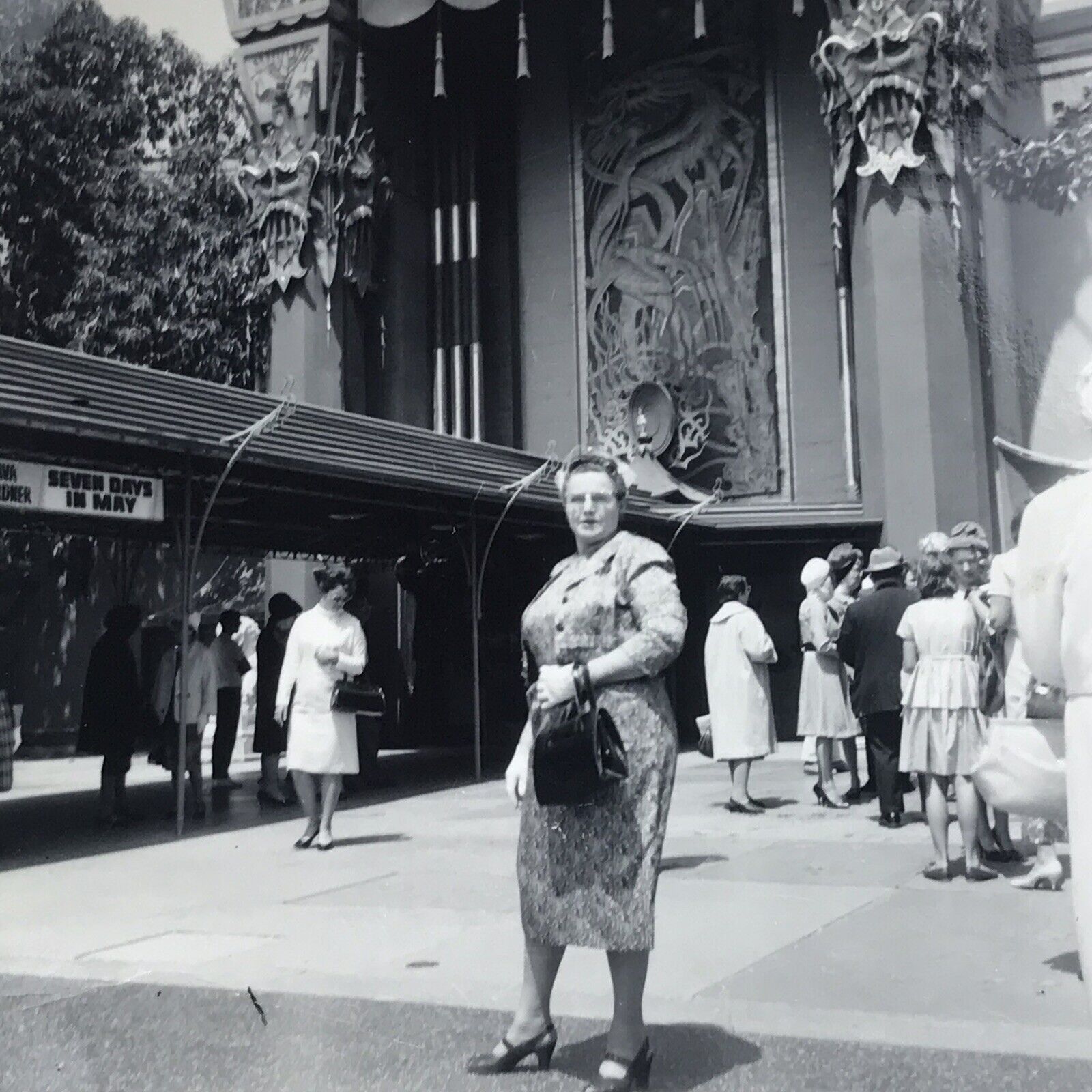 Vintage 1964 Black and White Photo Grohmans Theater Front Entrance Los Angeles