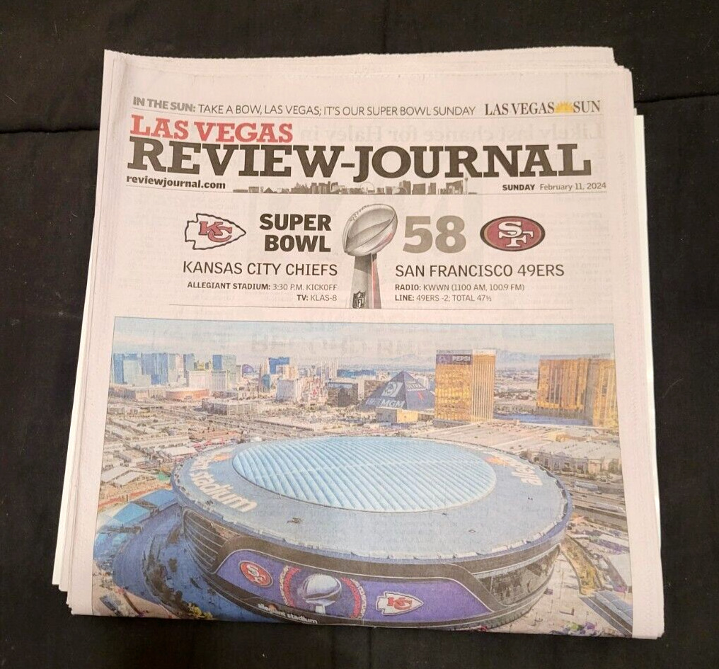 2024 SUPERBOWL 58 LAS VEGAS NEWSPAPERS CHIEFS 49ERS REVIEW JOURNAL Feb 11 & 12