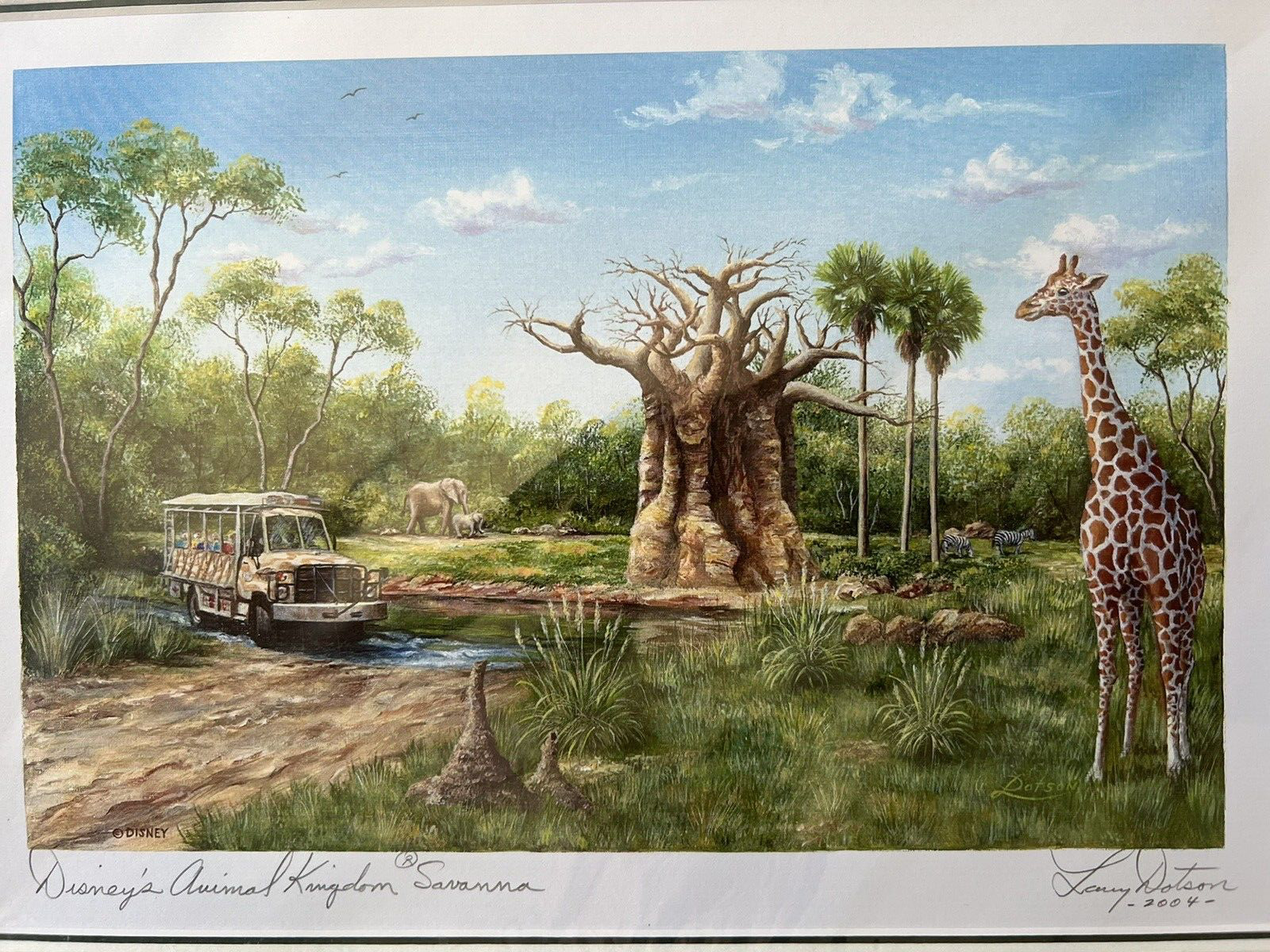 Disneyworld Animal Kingdom Savanna view- Larry Dotson Print 11” x 14” NEW-sealed