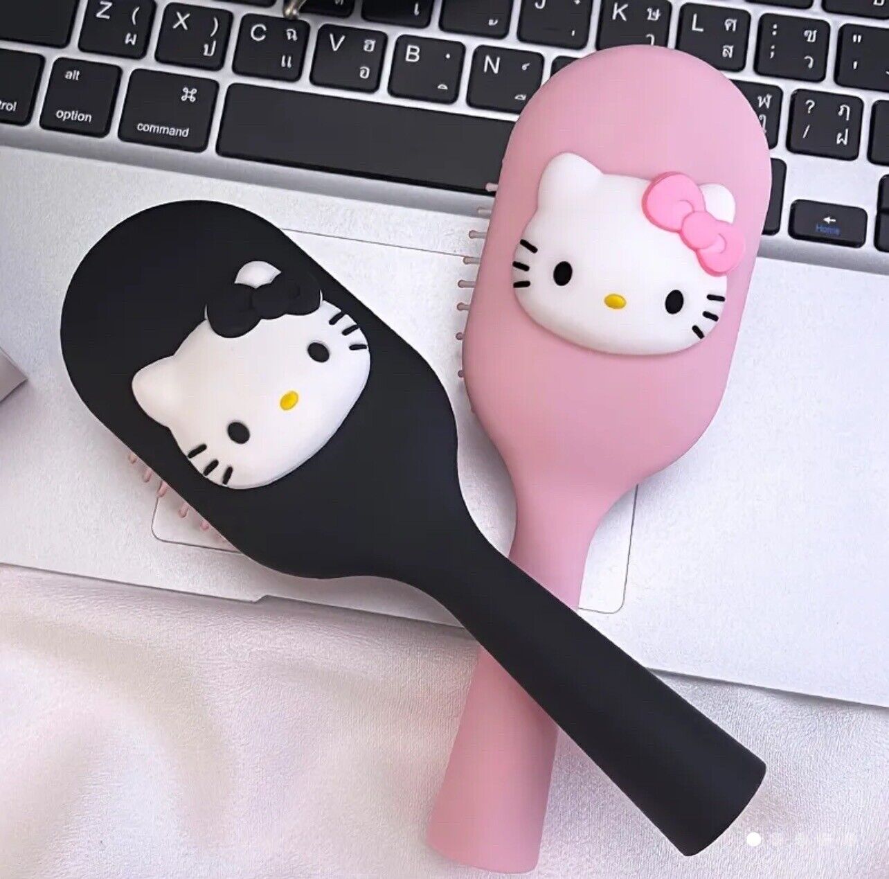 New 2 Hello Kitty Figural Hair Brush Sanrio Pink And Black Kawaii Combs