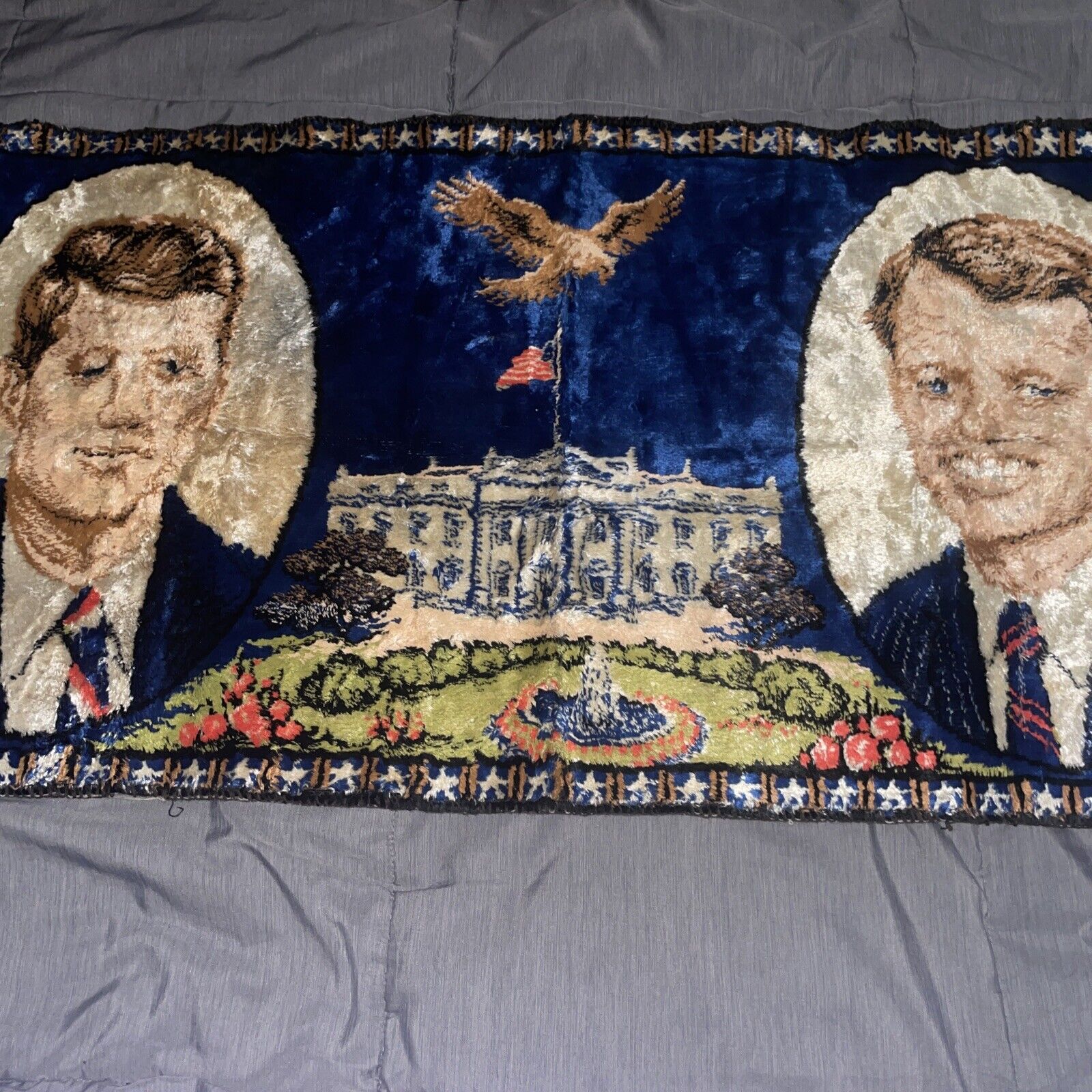 Vintage John F. And Robert “Bobby” Kennedy Memorial Tapestry Good Condition