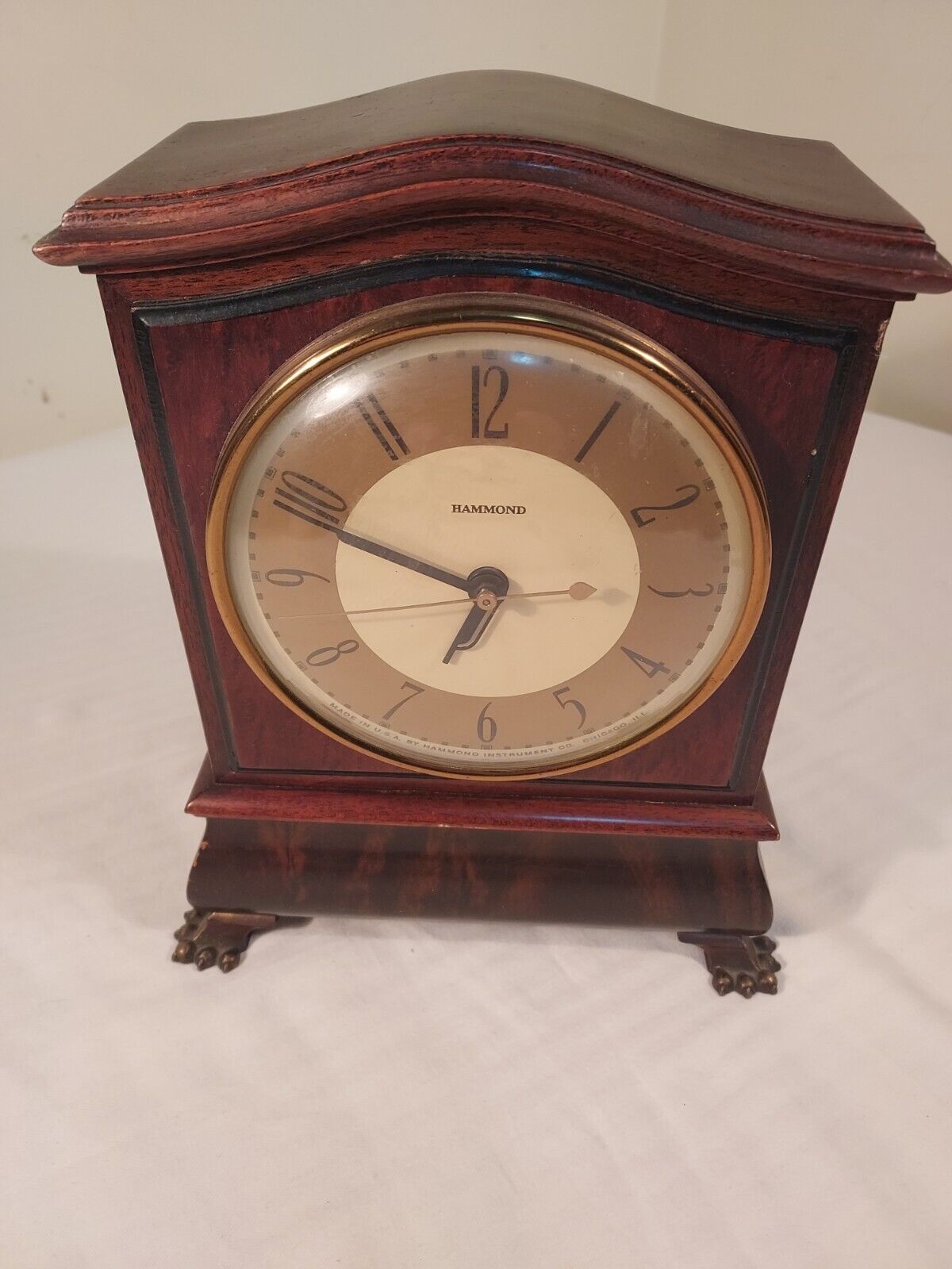 Vintage Hammond Footed Wood Clock Rare Mantle Desk 10x7 Electric Chicago Rare
