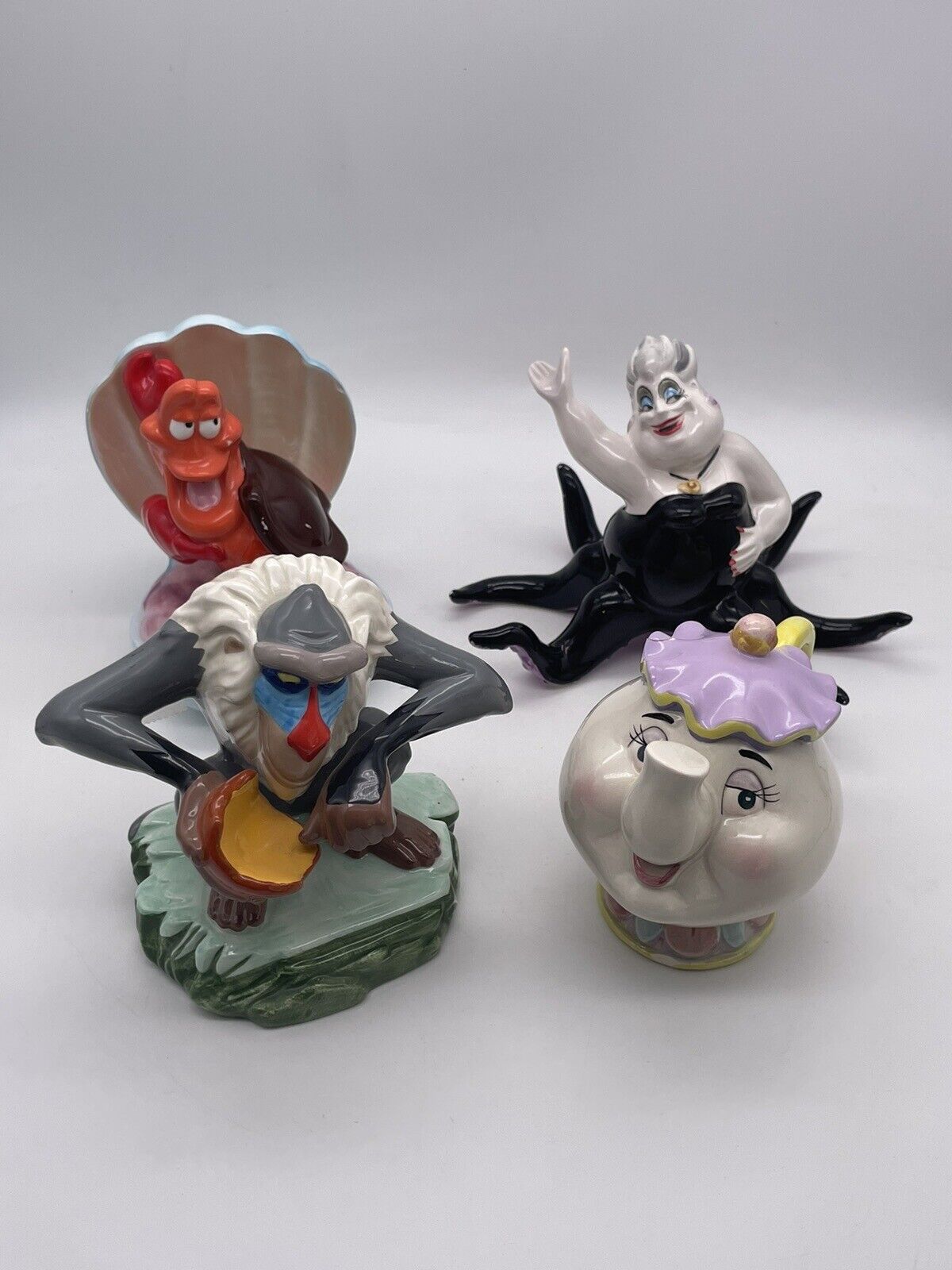 Disney SEBASTIAN & FLOUNDER Ursula Mr Potts Rafiki Ceramic Figurines Read Desc