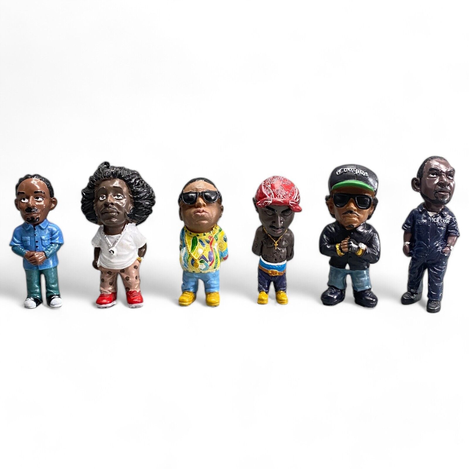 Set of 6 Hip-Hop Rapper Mini Resin Figures Tupac Biggie Ludacris Eazy-E Snoop