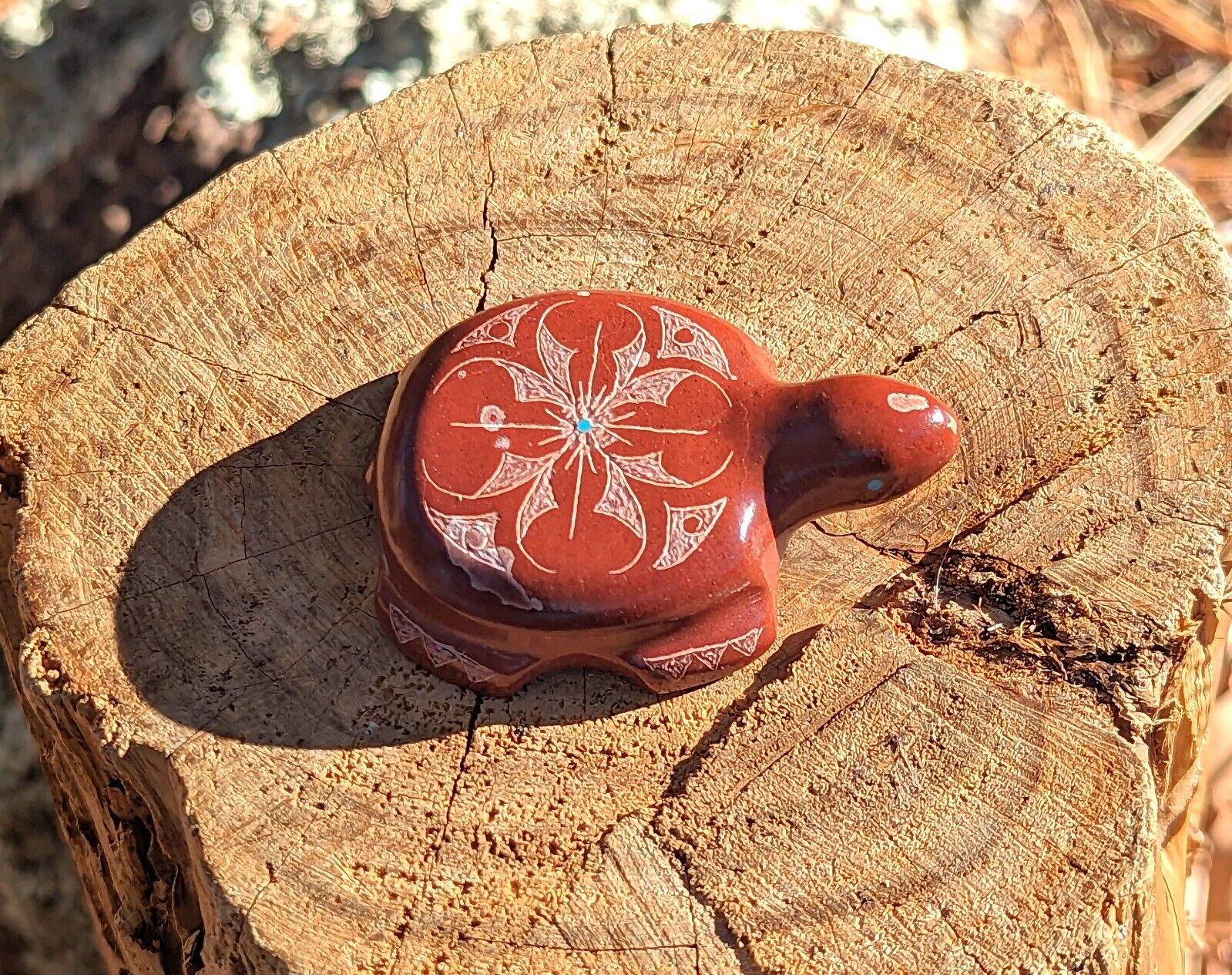 Zuni Fetish Hand-Carved Spiritual Native American Totem Turtle Signed U Mahkee