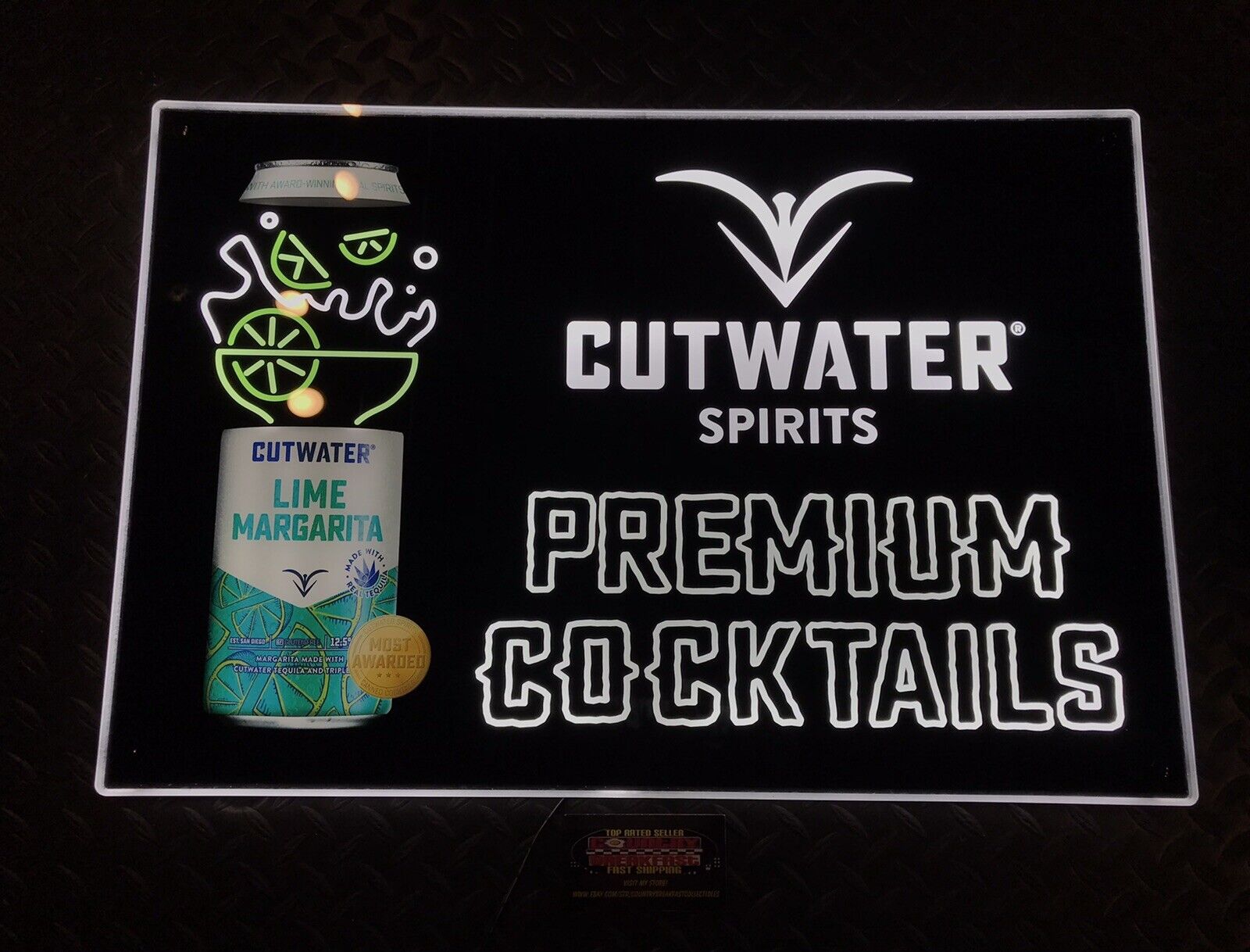 Cutwater Spirits Premium Cocktails Lime Margarita LED Logo Beer Sign 24x16” BNIB