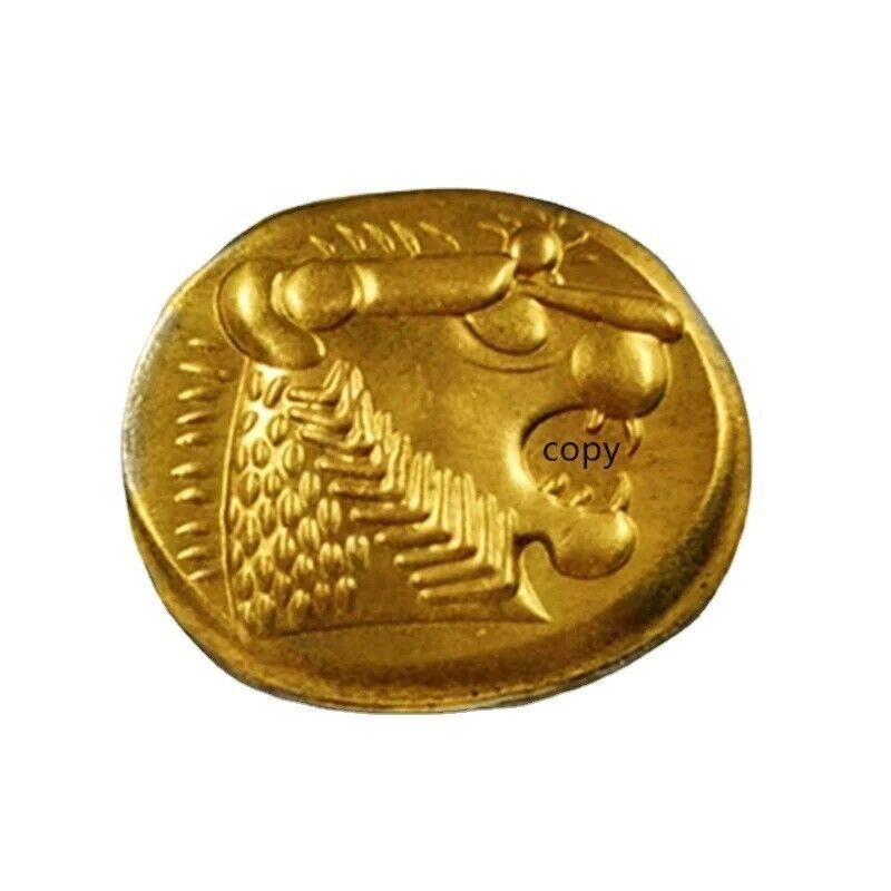 Small Lydian 6th Century B.C. Lion's Head Gold Ingot Bar Coin Curio (Replica)