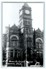 c1950's Union Co. Court House Tower Clock Liberty Indiana IN RPPC Photo Postcard picture