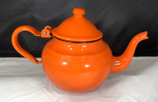 Vintage Enamel Teapot Made in Yugoslavia / Orange Celje Enamel Tea Kettle 5