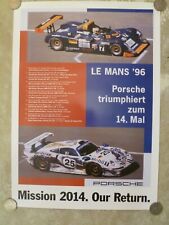 1996 Porsche WSC & GT1 Le Mans Mission Showroom Advertising Sales Poster - RARE picture