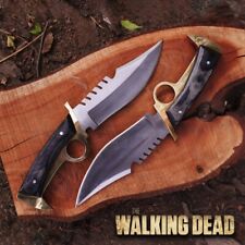 Pair of Daryl Dixon Knife D2 Hunting Knife Handmade Bowie Knife With Brass Handl picture
