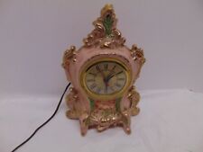 vintage Sessions gold trim pink electrical Clock works USA 11