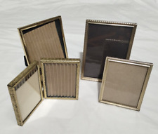 Lot of 4 Vintage Brass Metal Picture Frames, Gold Tone Easel Wedding Decor MCM picture