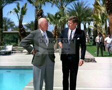 JOHN F. KENNEDY MEETS WITH DWIGHT EISENHOWER IN 1962 - 8X10 PHOTO (BB-682) picture