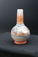 Vintage Handmade Tonala Pottery Vase Hand Painted Bird picture