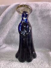 Vtg Glass Madonna Virgin Mary Guadalupe Cobalt Blue Pulled Stretched Glass  picture