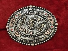 CHAMPION TROPHY BUCKLE RODEO PRO BULLRIDE BUCKLE☆THERMOPOLIS WY☆2004☆RARE☆622 picture