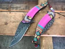 Pink Indian Tactical Spring Assisted Open Blade Folding EDC Pocket Knife 8.25” picture