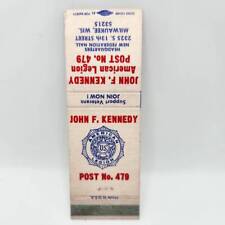 Vintage Matchbook John F Kennedy American Legion Post No. 479 Milwaukee Wisconsi picture