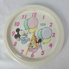 Disney Baby Mickey & Minnie Mouse Quartz Wall Clock Lorus LFW223W Pastel Colors picture