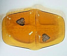 VTG Mid Century Georges Briard Amber Glass with Sectioned Tray w/Silver Grapes picture
