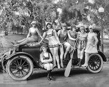 Bathing Beauties Posing on Automobile Photo Print Wall Art - 1919 Washington DC picture