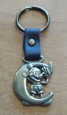 Vintage Disney Mickey Mouse Letter C Brass Keychain Key Ring SHIPS FREE picture