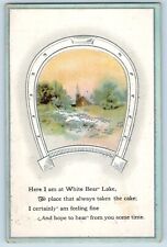 White Bear Minnesota Postcard White Bear Lake Horseshoe Embossed c1914 Vintage picture