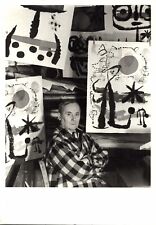 Artist Joan Miró Spanish Painter with Art Canvas 1954 Photo on Modern Postcard picture